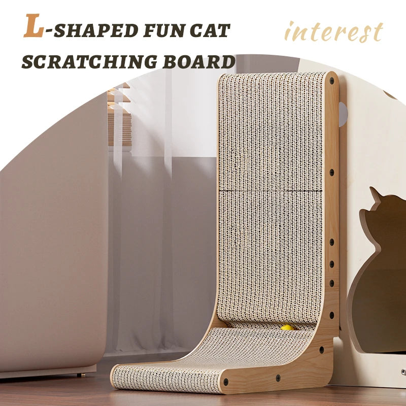 China Manufacturer Wall Mounted L Shape Cat Scratcher Cardboard Large Cat Toys Wood Scratcher Furniture