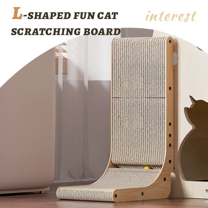 China Manufacturer Wall Mounted L Shape Cat Scratcher Cardboard Large Cat Toys Wood Scratcher Furniture